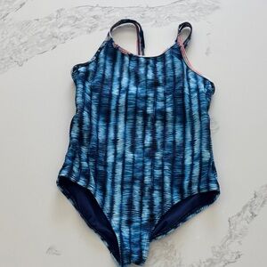 Athleta Kids Blue Patterned One Piece Swimsuit